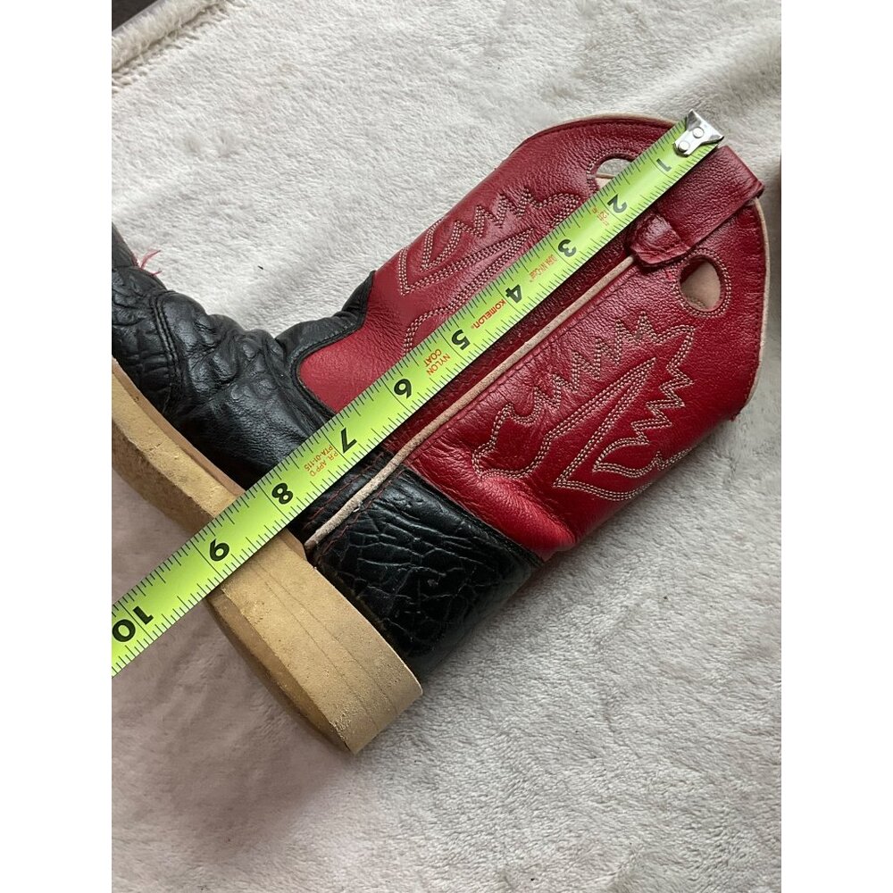 Old West Boy Sz120 Black & Red Leather Cowboy Boots Western Kids Sz 5T*Read - Picture 15 of 16